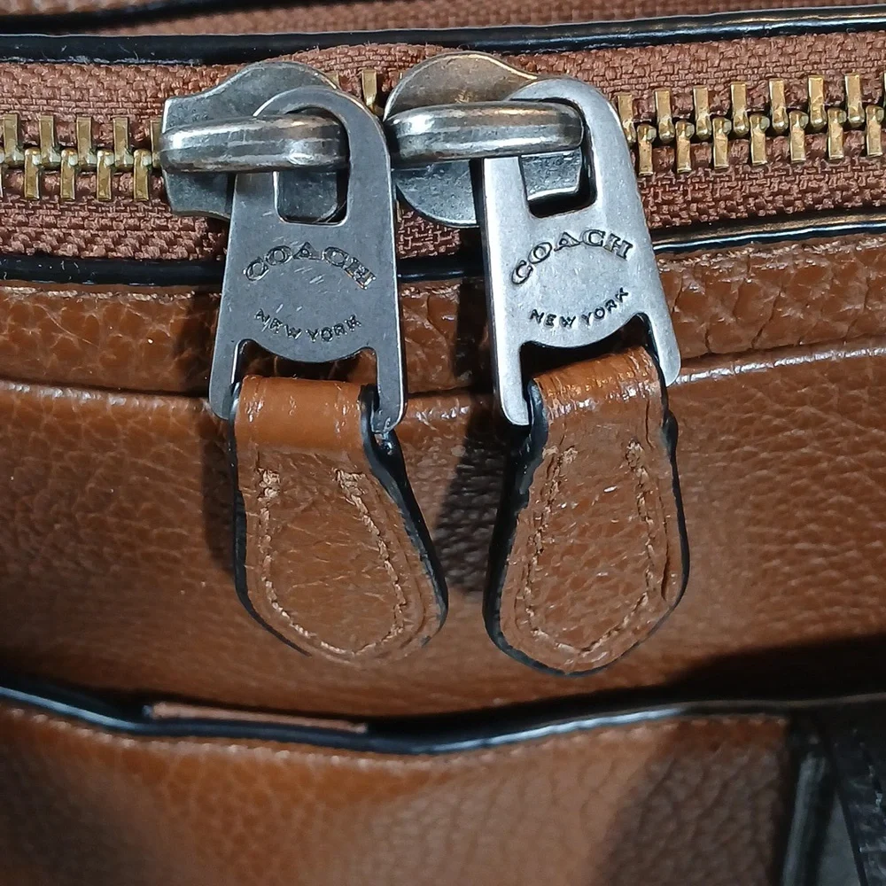 Coach Hamilton Brown Leather Double Zip Men's Briefcase/ Shoulder Bag - Picture 10 of 16